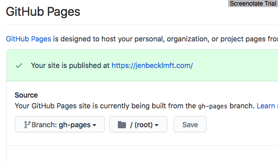 GitHub Pages Branch (gh-pages) Setting